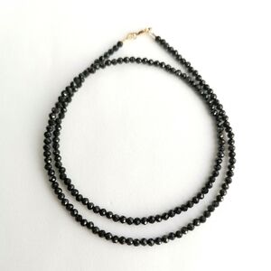 3mm Black Spinel Beaded Necklace 16 Inches